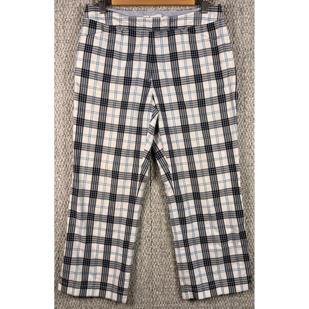 Tommy‎ Hilfiger Plaid Pants Womens 6 Blue White Vintage Y2K Preppy Cropped